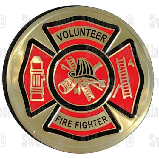 Metallic Volunteer Fire Department Recessed Emblem, 2" Display Emblem