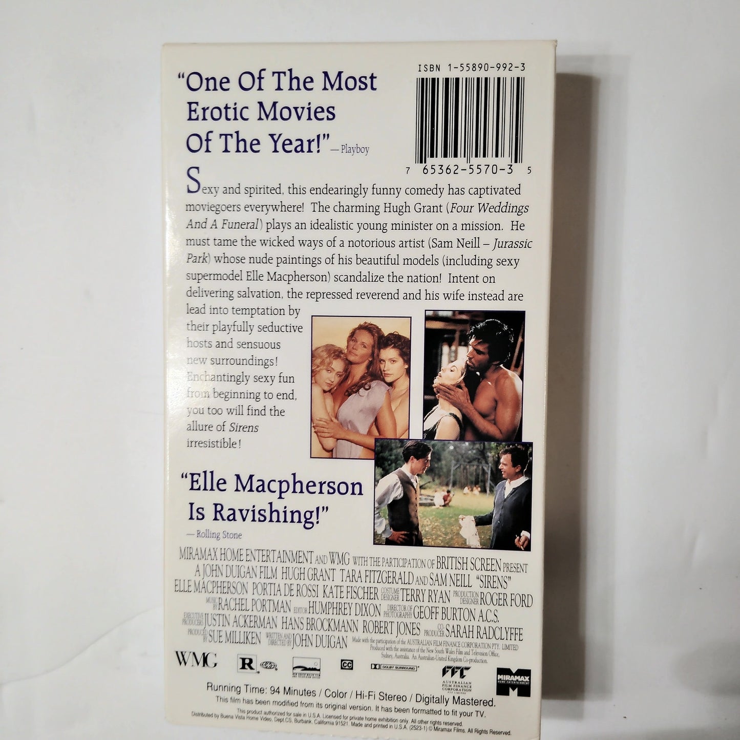 Sirens VHS 1994 Hugh Grant Sam Neill Elle Macpherson Australian Comedy Drama