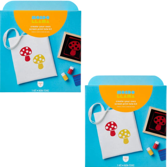 2-PK Mondo Llama Screen Print Tote Bag Craft Kit, DIY Art Projects For 2 People