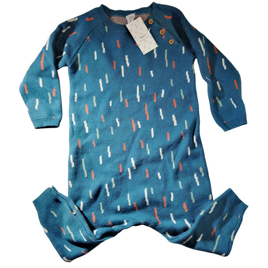 Nordstrom Baby Organic Cotton Thick‑Knit One‑Piece Blue 18M