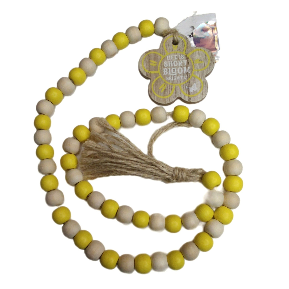 Dolly Parton Yellow Flower Wood Bead Garland - Rustic Home Decor Strand