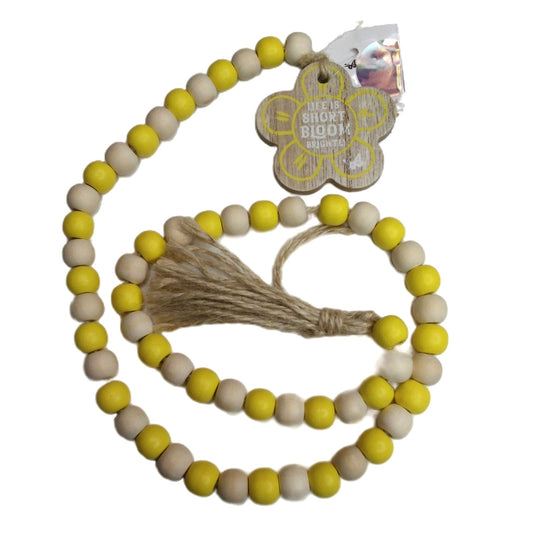 Dolly Parton Yellow Flower Wood Bead Garland - Rustic Home Decor Strand