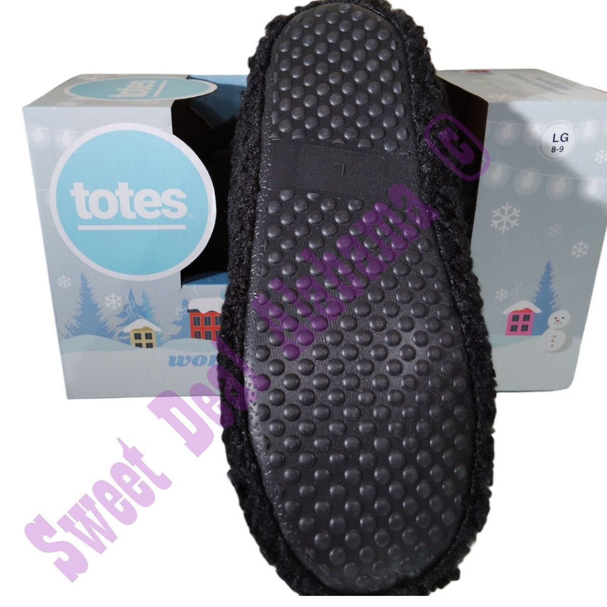 Totes Women's Cozy Slippers, Memory Foam Slippers, Size L (8-9) , Black #34544