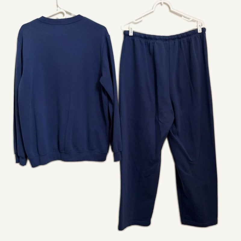 Blair Women's Navy Fleece Sweatshirt & Sweatpants 2-Piece Set Size Large