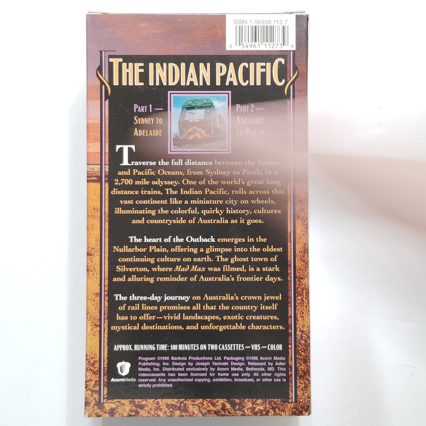 Great Train Journeys of Australia The Indian Pacific 2‑Tape VHS Boxed Set 1996