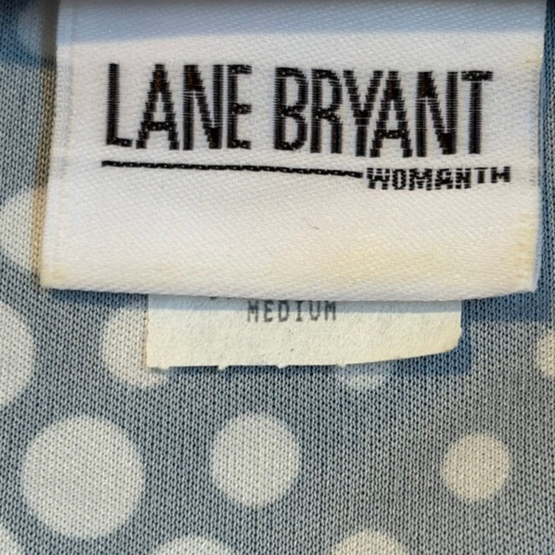 Lane Bryant Woman M Black White Polka Dot Short Sleeve Top Elastic Bust