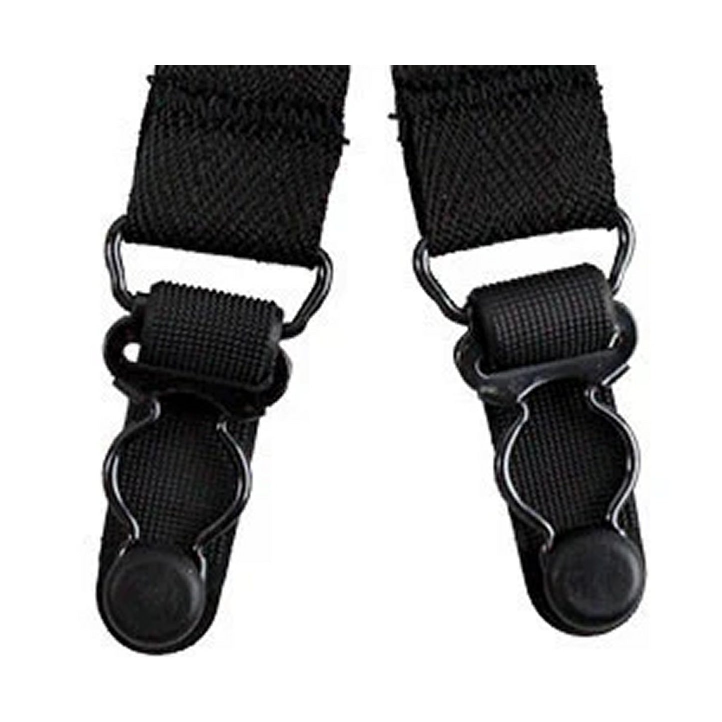 Shirt Stays – Black with Stirrup Style Garter Clip & Heel Loop, 1 Pair
