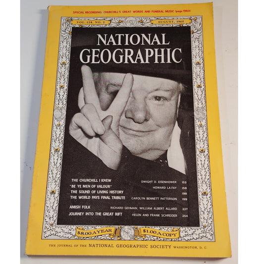 National Geographic Aug. 1965 Great Rift Valley, Amish Life & Churchill Tribute