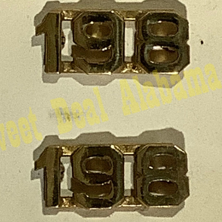 Early/Mid 1900s Brass C-Clasp "198" Collar Devices 3/8"H Hat / Lapel Pins Set