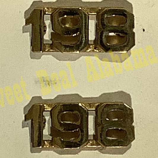 Early/Mid 1900s Brass C-Clasp "198" Collar Devices 3/8"H Hat / Lapel Pins Set