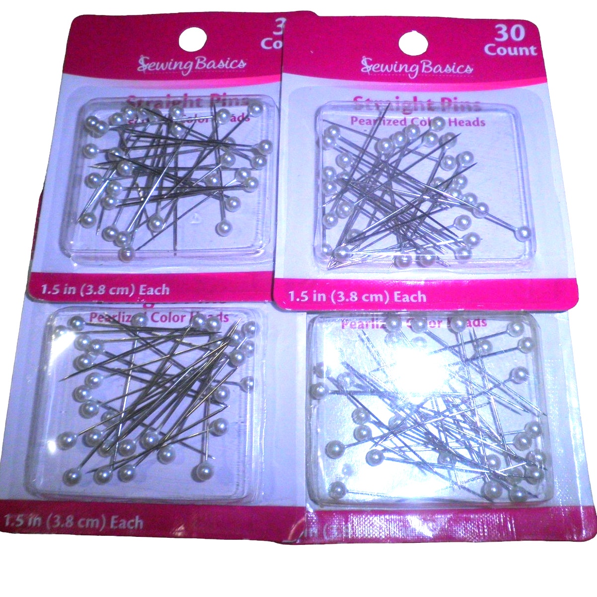 4-PK, 30 Each, 120 PCS, Pins Pearl Head Sewing Straight Dressmaking Pins
