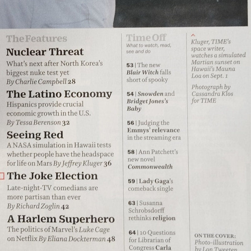TIME Magazine September 26 2016 We Joke You Decide Late-Night Comedy Issue