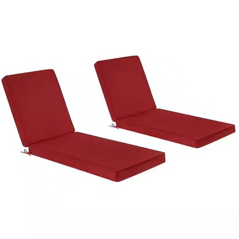 2-PK Double Welt 2‑PC Chaise Lounge Cushions, Chili,  26x80x4 -Seat 49" Back 31"