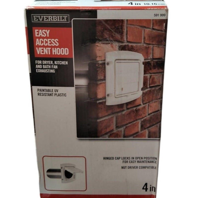 Everbilt 4 in Hinged Louvered Vent Hood Exhaust, White