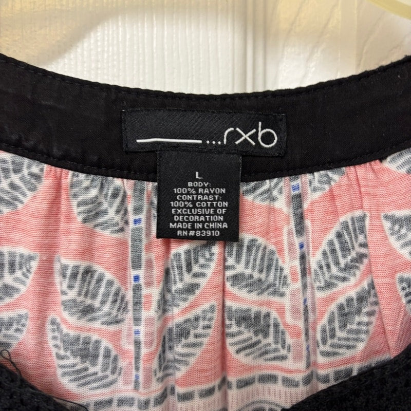 RXB Boho Geometric Floral Sleeveless Tunic Blouse - Multicolor L Rayon