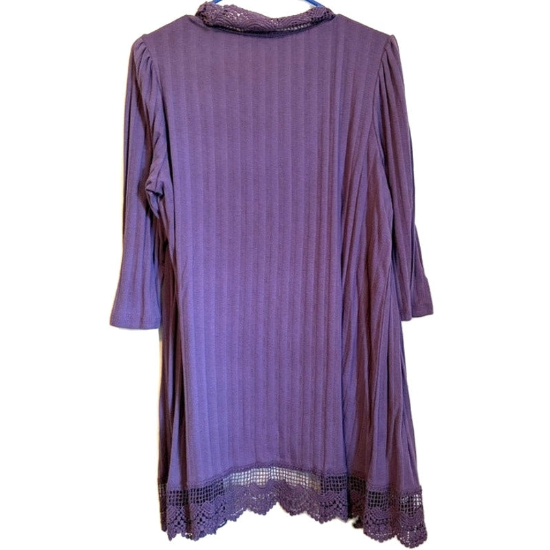 Roaman's Plus Size M Purple 2-Piece Tank Top & Lace Duster Cardigan Set