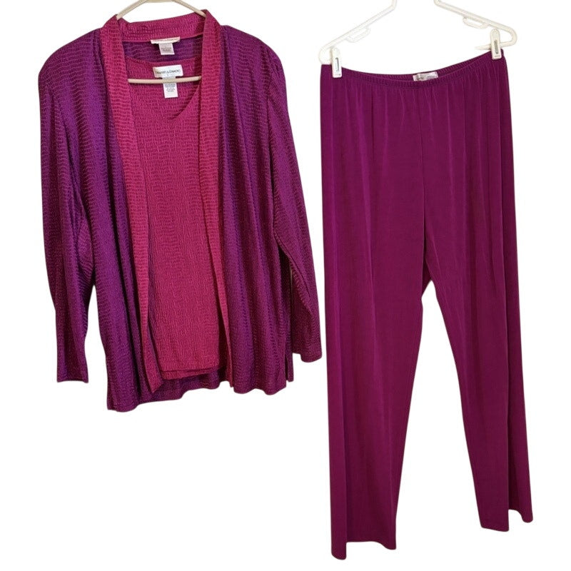Draper's & Damon's L Pink Purple 3PC Tank Cardigan Pants Set Estate