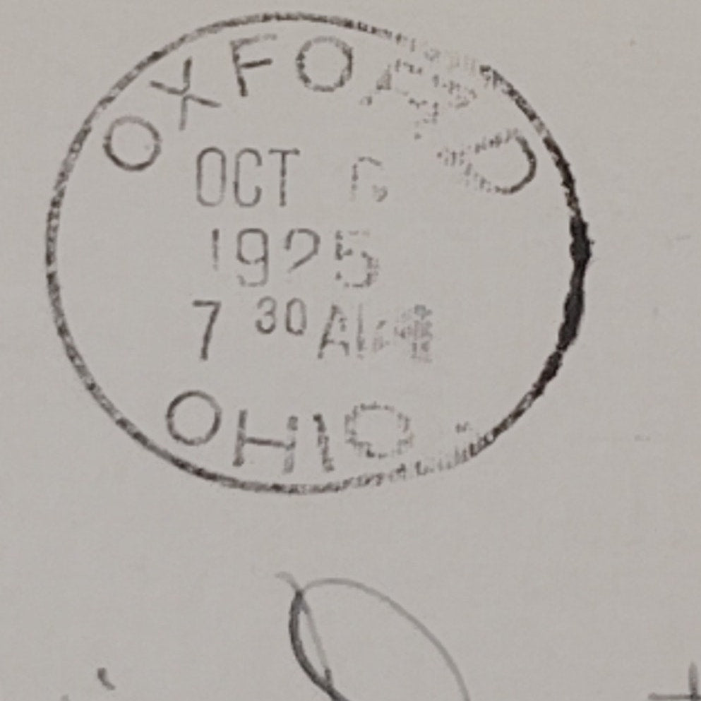 1925 Franklin 1¢ Stamps Lot of 2 Used w/ Oxford OH Postmark w/ Envelope & Letter