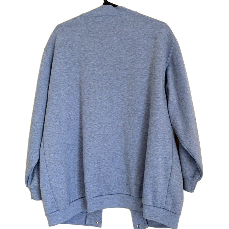 Blair Women's Light Blue Heathered Knit Button-Up Cardigan Coat Size L