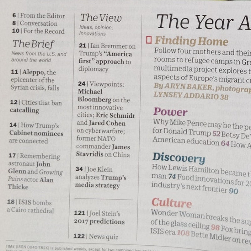 TIME Magazine Dec 26 2016 Jan 2 2017 Double Issue The Year Ahead Finding Home