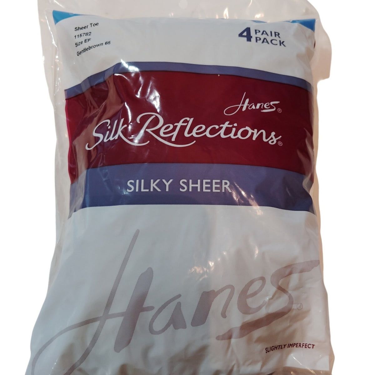 Hanes Silk Reflections Control Top Sandalfoot Pantyhose 4‑Pack EF Gentlebrown