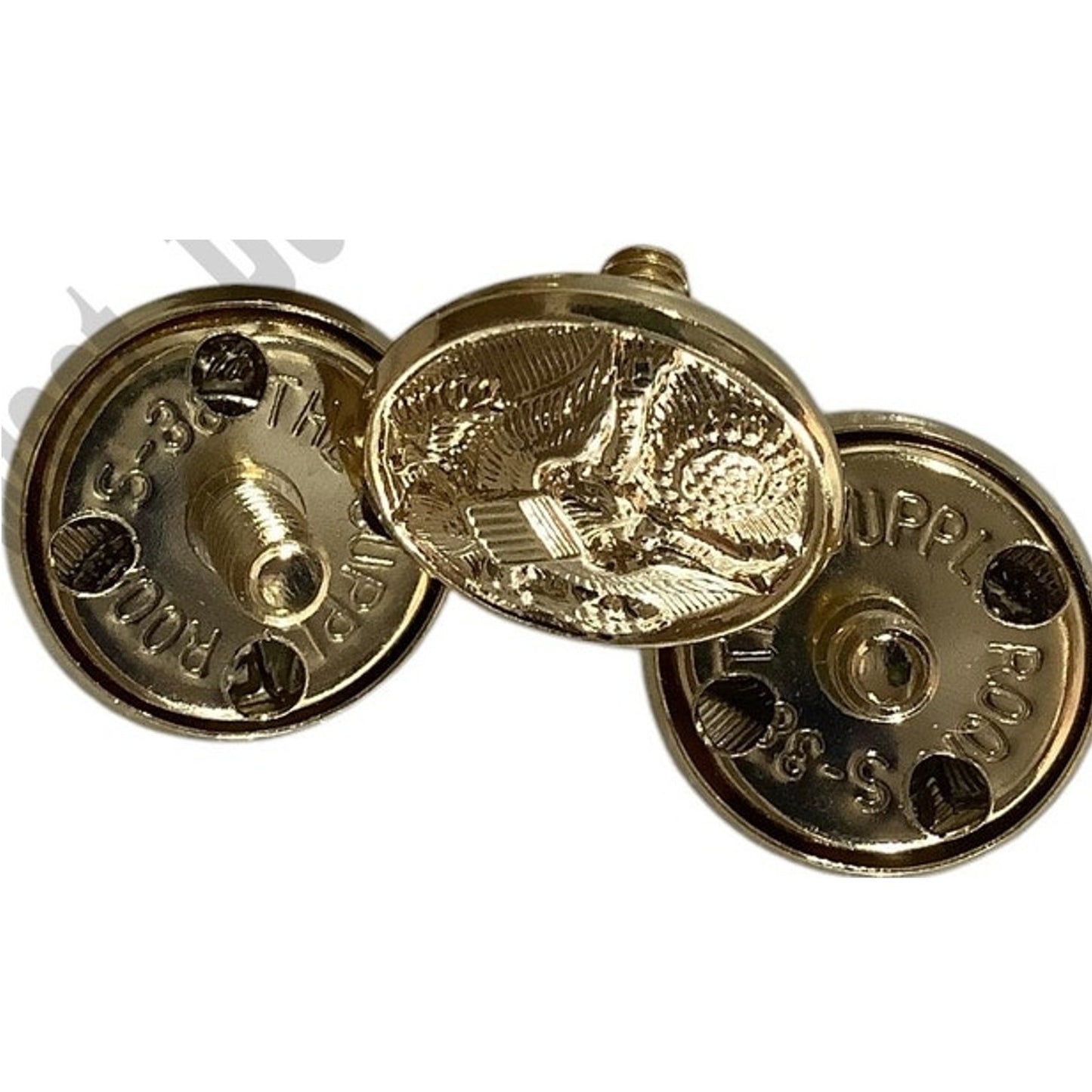 3-PK Brass Screw-On Buttons w/ Eagle Seal, No Backs,  5/8"D, The Supply Room