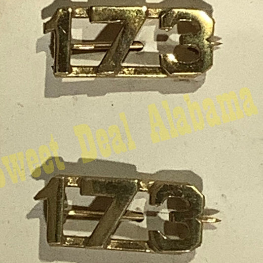 Early/Mid 1900s Brass C-Clasp "173" Collar Device 3/8"H Hat / Lapel Pins Set
