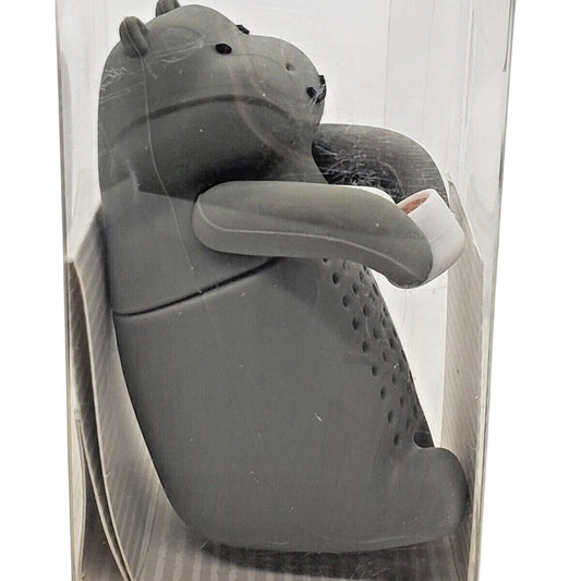 ME Modern Expressions Tea Infuser – Gray Hippopotamus – Silicone, 1.5" x 3" x 2"