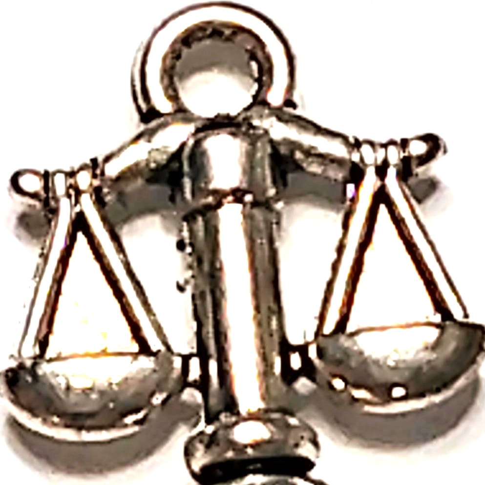 Scales of Justice Charm Libra Symbol Smooth Tibetan Silver 1/2" Pendant Jewelry