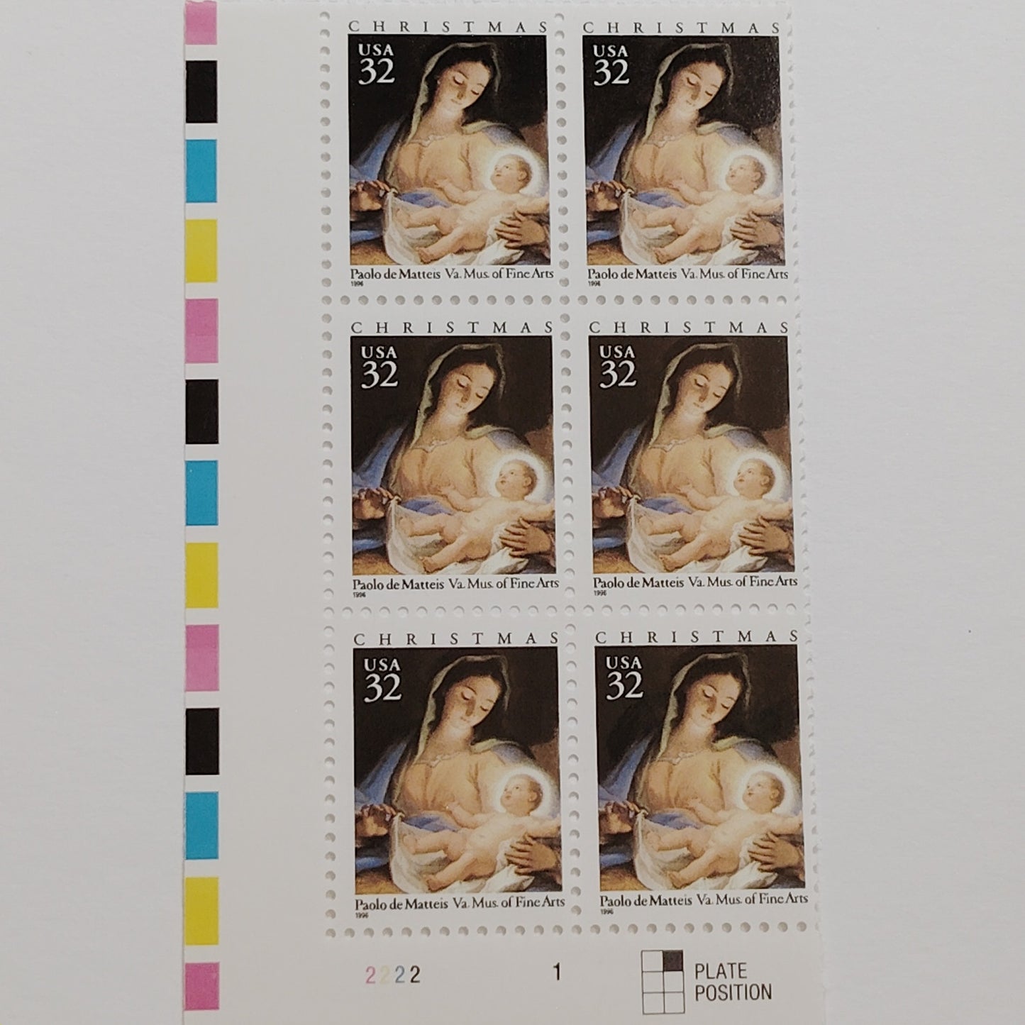 Block of 6 – 1996 USA 32¢ Traditional Christmas MNH Scott 3112 Plate Block