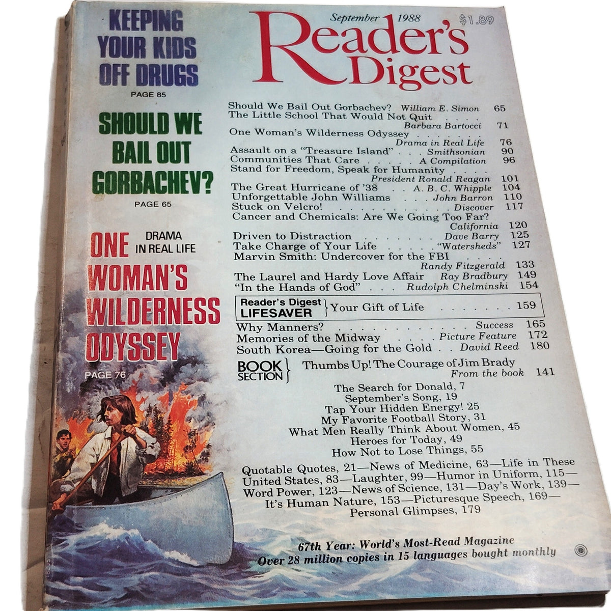 Reader's Digest Magazine September 1988 Vintage Back Issue Collectible