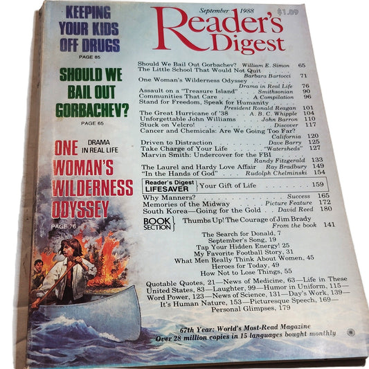 Reader's Digest Magazine September 1988 Vintage Back Issue Collectible