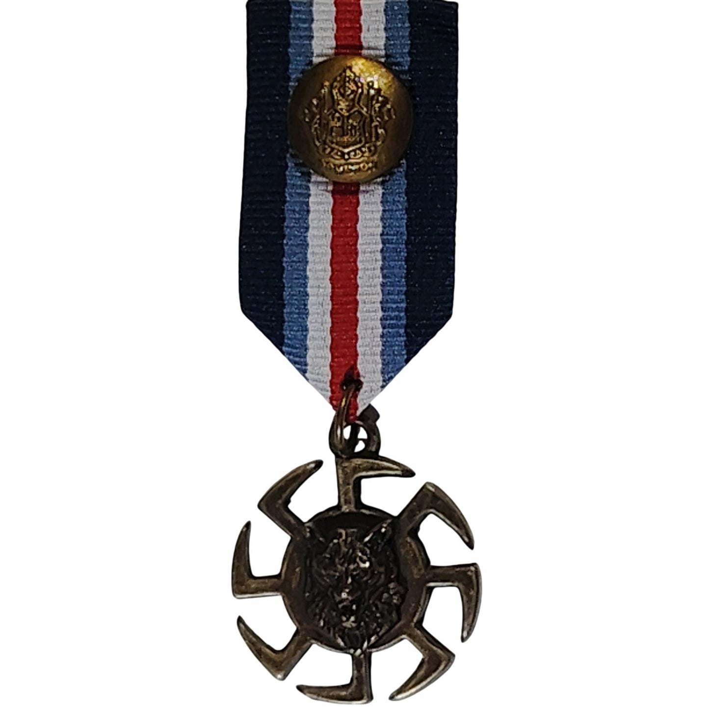 Mini Navy-Style Cosplay Medal 1-1/4" Bronze Charm on 1"x2" Ribbon Republica de Colombia Theme