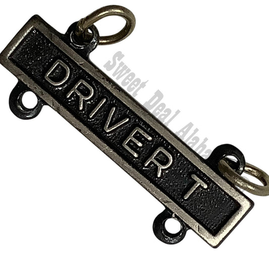 Military Qualification Bar, Driver-T, 1/2"H x 1"W, Silver w/ Black Background
