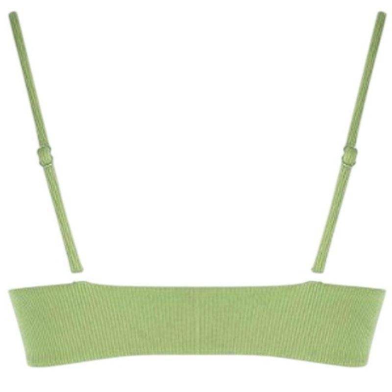Zaful O‑Ring Bikini Top Glitter Green Spaghetti Strap Swim Top Medium (6)