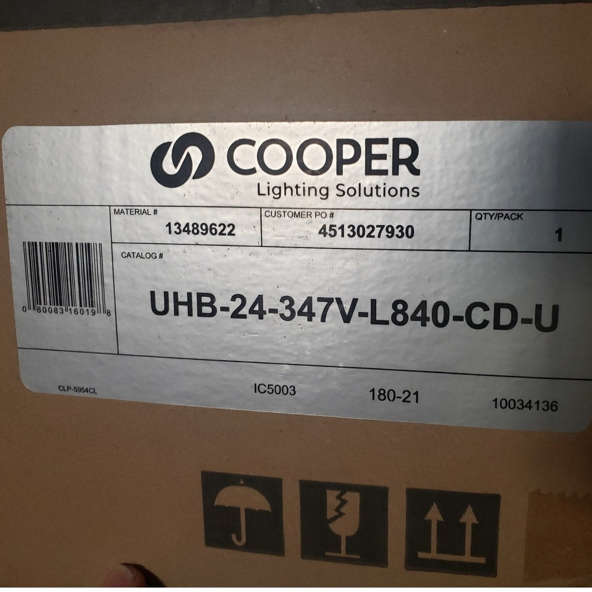 COOPER LED ROUND HIGH BAY, 4000K, UHB-24-347V-L840-CD-U, WHITE, 24000 LUMENS