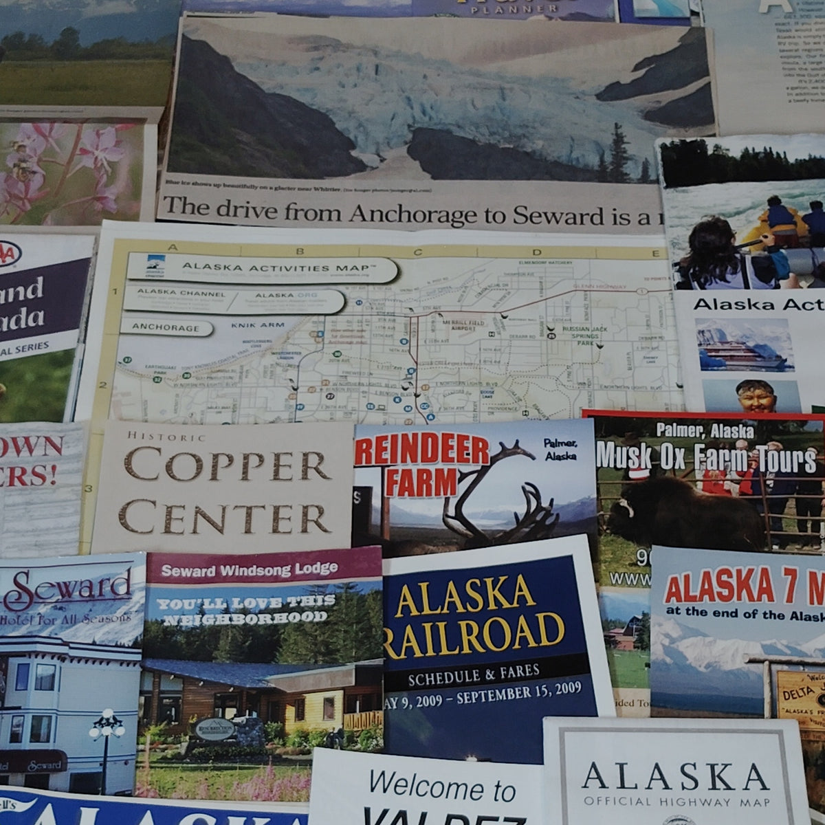 Vintage Alaska Travel Ephemera Lot - Maps, Brochures, Guides (2009-2016)