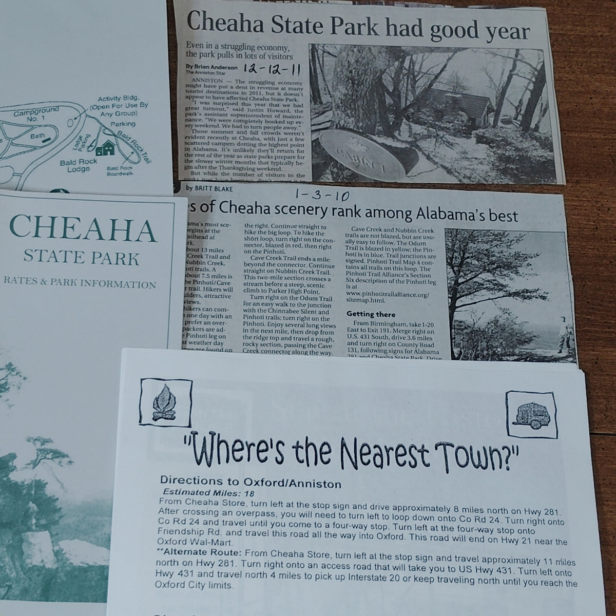 Cheaha State Park Alabama Ephemera Collection Postcards Map Clippings 2009