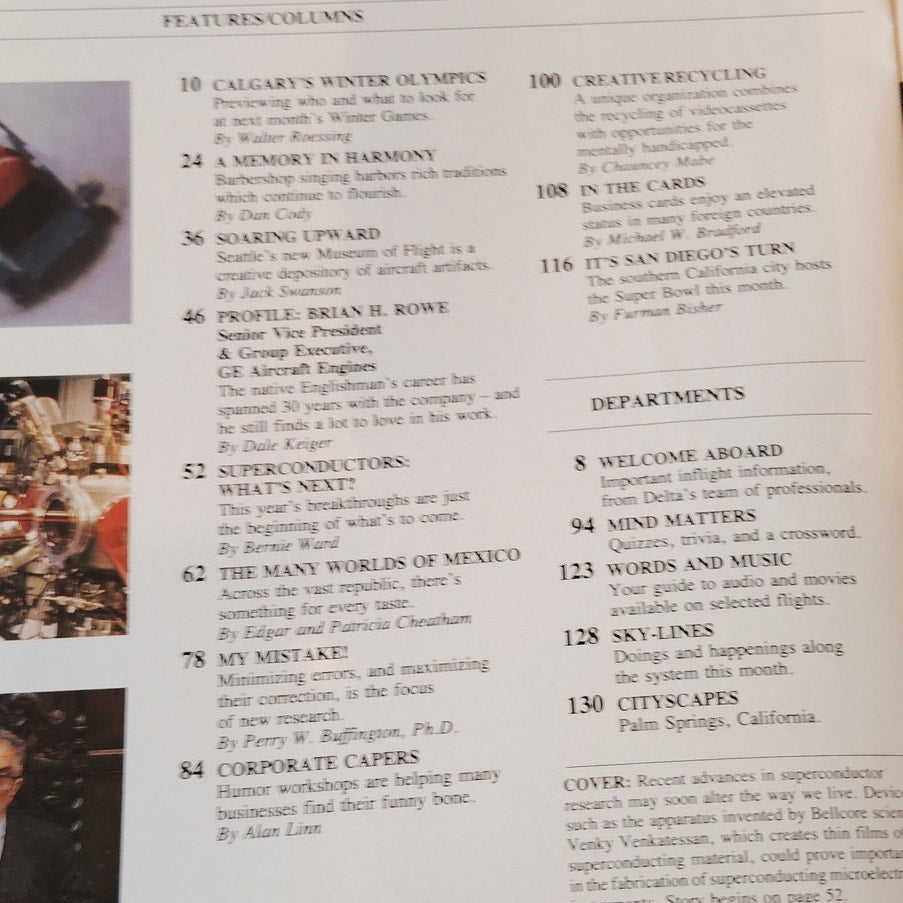 Delta SKY In-Flight Magazine January 1988 - Calgary Olympics, Seattle Museum