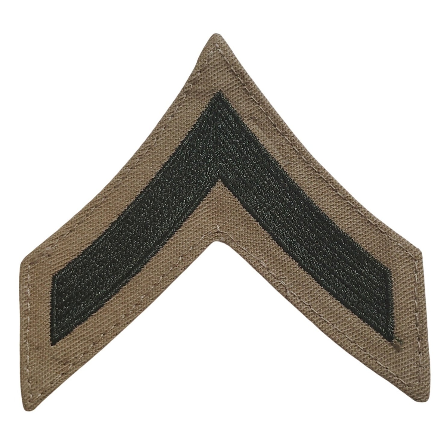 1 Pair USMC Private First Class E‑2 Chevrons, Khaki/Green 2‑7/8" × 2‑3/4" (Pair)