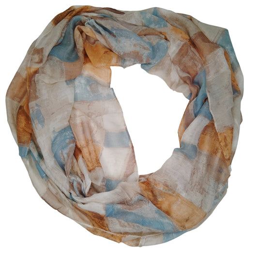 Lucky Leaf Loop Infinity Scarf, 100% Viscose,  Coffee Plaid, 36"x36"