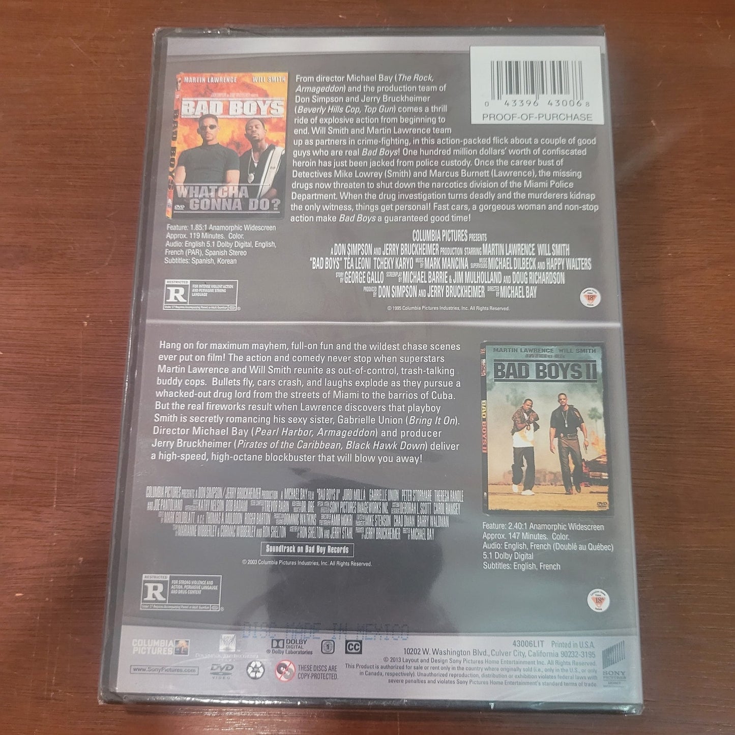 Double Feature Bad Boys & Bad Boys II DVD Will Smith Action Comedy Buddy Cop