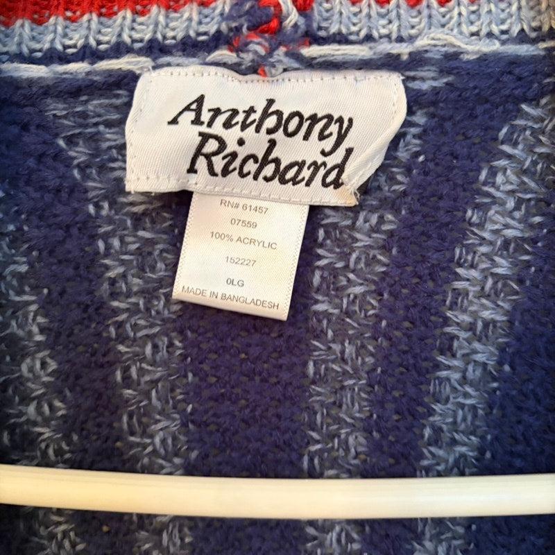 Blair Lighthouse Top & Anthony Richard Striped Cardigan Set L Navy Red
