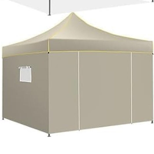 COBIZI 10x10 Heavy Duty Pop-Up Canopy Tent – Khaki, 4 Removable Sidewalls, Waterproof, Portable Bag