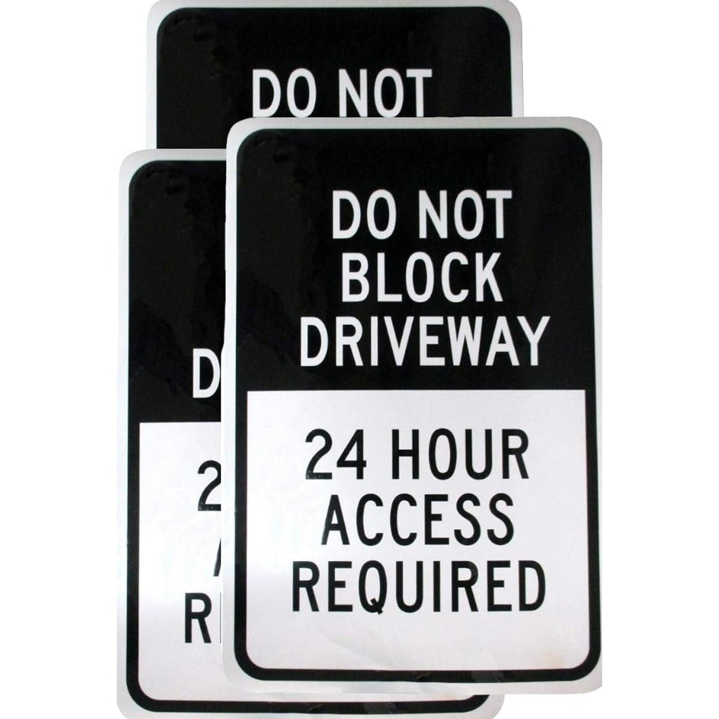 3-PK Aluminum Do Not Block Driveway Signs 18"H x 12"W Commercial-Residential Use