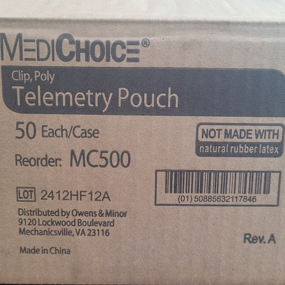 MediChoice Telemetry Pouch, Polyethylene, 5-1/4" x 8-1/8" Clear, MC500 Box of 50