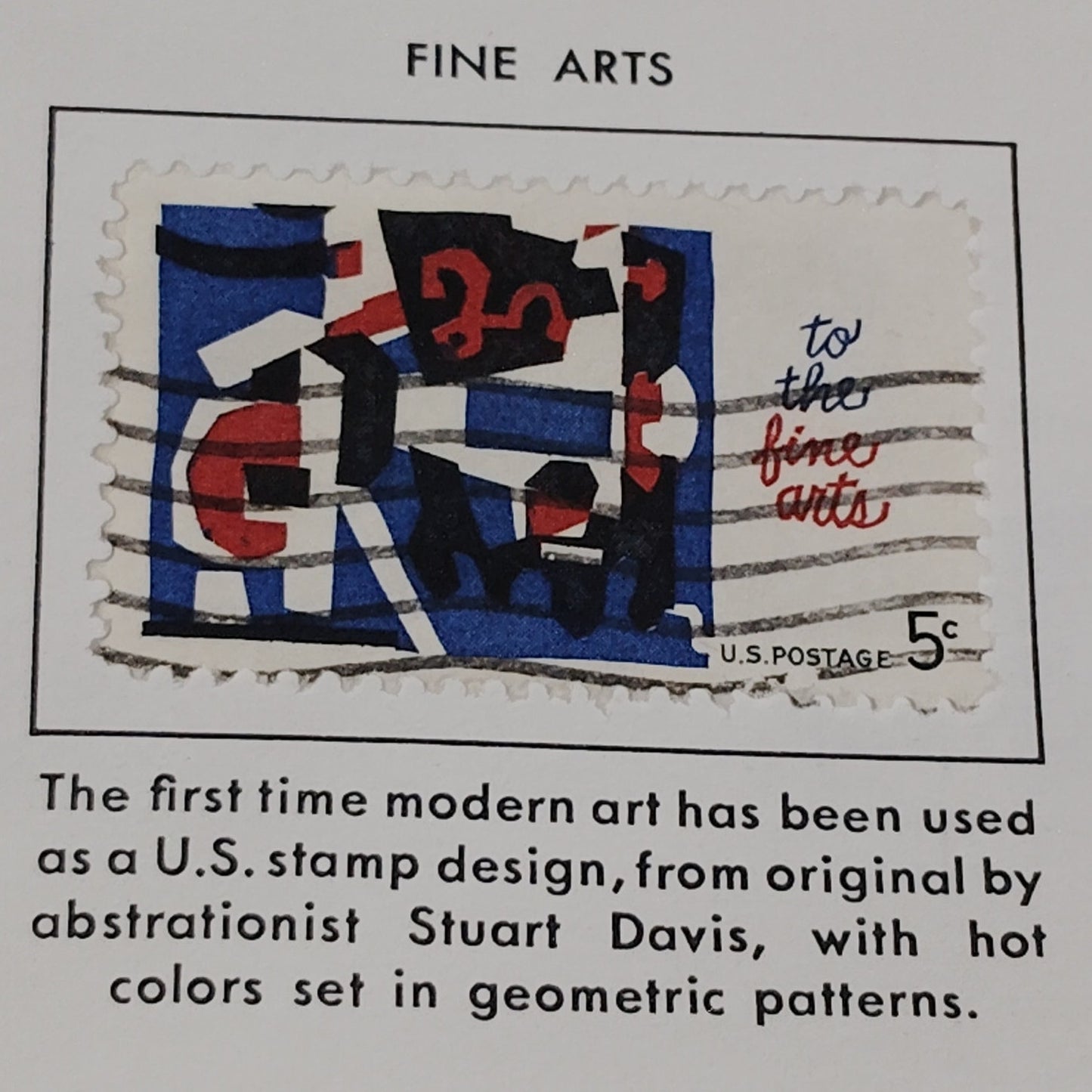 1964 Scott #1255 – 5¢ Fine Arts / Stuart Davis Modernist Design – Canceled