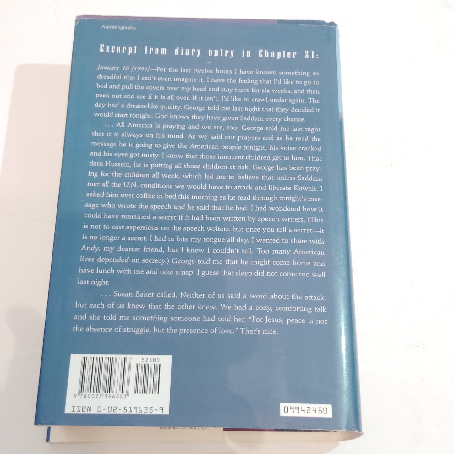 Barbara Bush: A Memoir - Hardcover 1994 Edition - Blue Dust Jacket