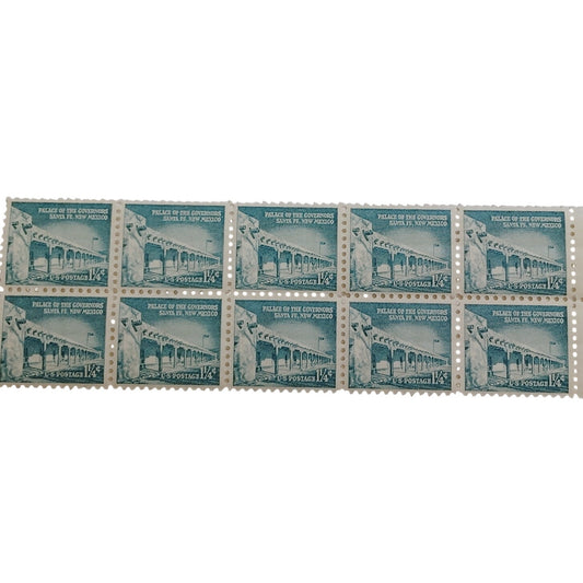 MNH Block of 10 – 1960 USA 1¼¢ Palace of the Governors Scott 1031A