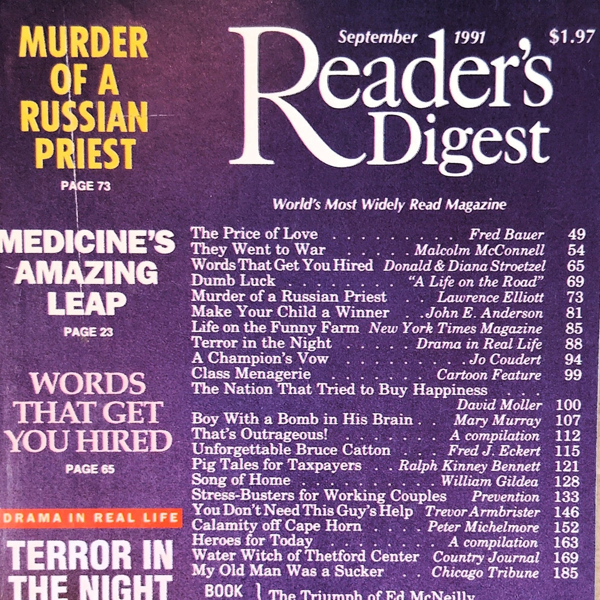 Reader's Digest September 1991 Back Issue Murder of a Russian Priest